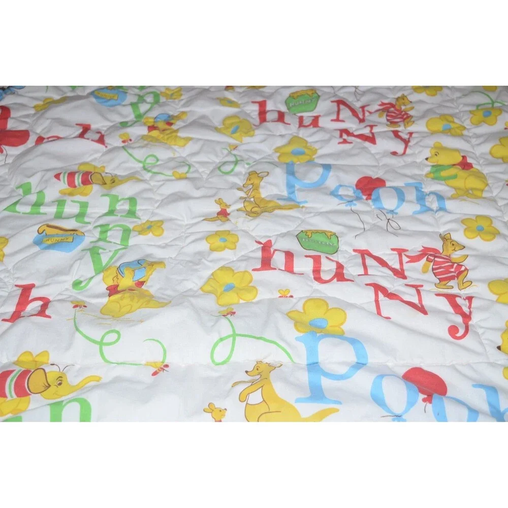 Vtg Walt Disney Productions Winnie The Pooh Baby Blanket Toddler Quilt READ